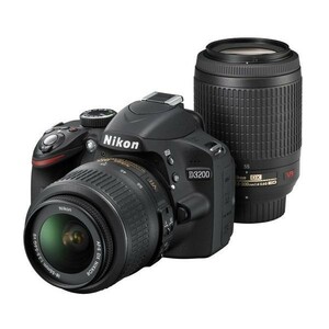 中古 １年保証 美品 Nikon D3200 18-55mm / 55-200mm ブラック ダブルズームキット