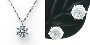 ダイヤモンド ネックレス ピアス 0.70ct Dカラー SI1クラス 3EXカット 1.0ctup Dカラー VVSクラス 3EXカット GIA