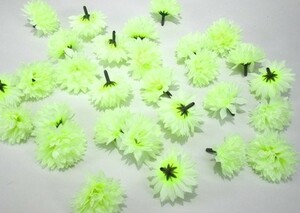 造花 菊 ミニサイズ 花のみ 4センチ 100個 (ホワイト×ライトグリーン)