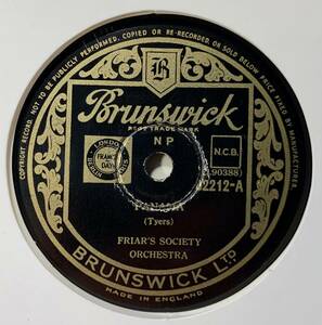 FRIAR’S SOCIETY ORCHESTRA/PANAMA/TIGER RAG/ (BRUNSWICK 02212A,B)　SPレコード　78 RPM (英)