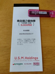ユナイテッド スーパーマーケット マックスバリュ関東 マルエツ カスミ 株主優待券 3000円分