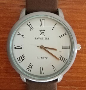 【ビックフェイス　SAVALIERE　クォーツ式　メンズ腕時計　新古稼働品(ベルト訳あり)　定形外140 腕時計　レターパックライト370】