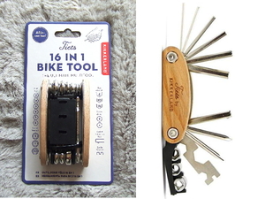 新品☆kikkerland☆ドライバー 六角レンチ BIKE TOOLバイクツール　木製ラチェット車載スパナ十徳マルチツールDETAIL自転車usa工具16in1 