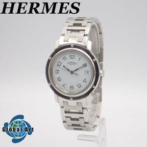 え05278/HERMES エルメス/クリッパー/クオーツ/メンズ腕時計/数字/文字盤 ホワイト/CL6.710
