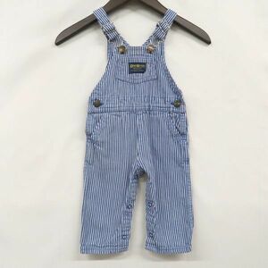 USA製 キッズ サイズ 12 MOS ~1歳 OSHKOSH デニム サロペット オーバーオール ヒッコリー 幼児 オシュコシュ 古着 ビンテージ 3JU1910