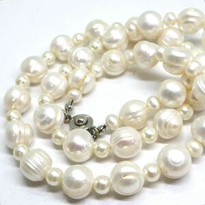 《本真珠ネックレス》A 約5.5-10.5mm珠 61.8g 約55cm pearl necklace ジュエリー jewelry DA0/DA0