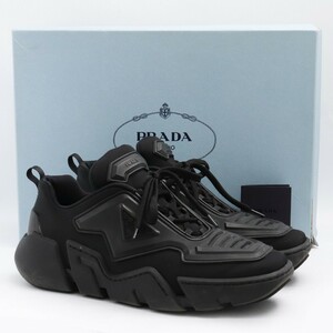 26.5cm相当 PRADA Techno Stretch Fabric Sneaker サイズ40 ブラック 2EG314 プラダ テクノストレッチ ファブリック 三角ロゴ スニーカー