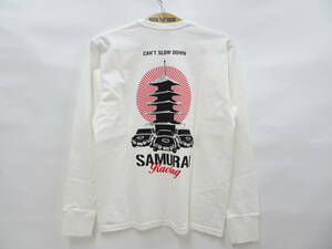 サムライジーンズ 長袖Tシャツ SMLT15-101 Samurai Jeans ロンT 五重塔＆国産旧車 オフ白 (M) 多少汚れ 50%オフ (半額) 送料無料 即決 新品