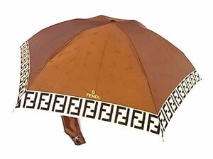 1円 ■美品■ FENDI フェンディ 2段折り 折りたたみ傘 折り畳み傘 高級傘 アンブレラ 雨具 ブラウン系 BJ1952