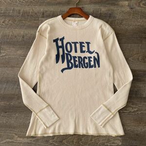 FREEWHEELERS フリーホイーラーズ POWER WEAR パワーウェア HOTEL BERGEN ワッフル サーマル Tシャツ L 40-42 アイボリー 長袖 メンズ