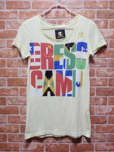 レア USED DRESSCAMP ドレスキャンプ×Champion チャンピオン ロゴ刺繍＆プリント 半袖Tシャツ Mサイズ
