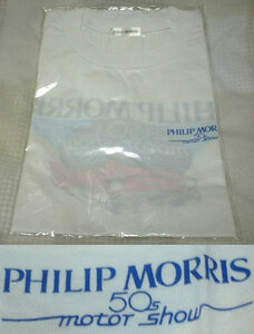 PHILIP MORRISロゴTシャツ(白,50s motor show)。