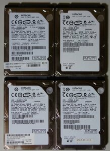 3848 2.5インチ内蔵SATAハードディスク 500GB 日立 HTS545050B9A300 4個まとめて 9.5mm 5400rpm 正常 Mac/Win