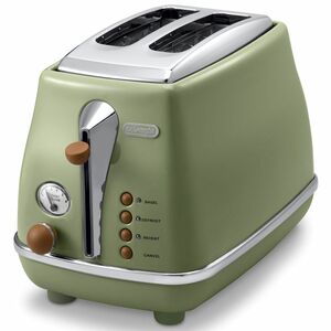 デロンギ(DeLonghi) アイコナ・ヴィンテージ ポップアップトースター 10枚~4枚切食パン対応 オリーブグリーン CTOV2003J