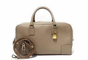 現行 定価46.8万 良品 LOEWE ロエベ 新型 アマソナ 28 2WAY ハンドバッグ ボストンバッグ A039N08X08 ソフトグレインカーフスキン サンド