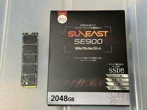 ■ 売切！ 使用96時間！ 旭東エレクトロニクス SUNEAST 2TB M.2 2280 NVMe PCIe Gen3x4 SE900NVG3-2TB 中古