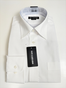 形態安定シャツ 白無地 Mサイズ 39-80 レギュラーカラー 長袖 ビジネス 冠婚葬祭 リクルート 新品 カッターシャツ 7SL011A-2