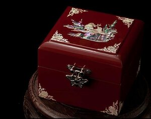 漆器 天然シェル 木製 純手作り製作真珠層ラッカー貝殻ジュエリーボックス宝石箱結婚アクセサリーケース箱多層
