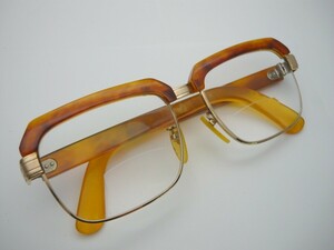 1000円スタート 眼鏡 べっ甲フレーム 鼈甲 度入り 遠近両用レンズ 総重量約47.3g ウェリントン型 ビンテージ メガネ アイウェア 3 Z10030