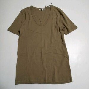 r0140【BROWNY VINTAGE】Uネック無地半袖Tシャツ（M）カーキ メンズレディース兼用 ユニセックス コットン WEGO