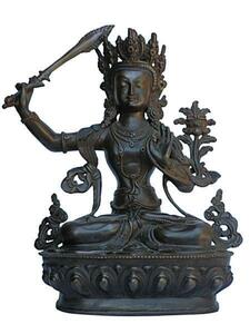 ■☆アジアン雑貨 ネパール仏像 銅製 大きい文殊菩薩（BS-17）