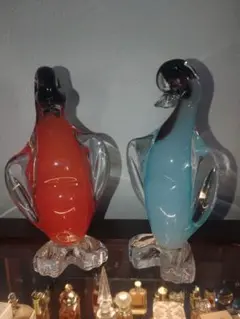 イタリア　ムラーノガラス　ペンギンペア