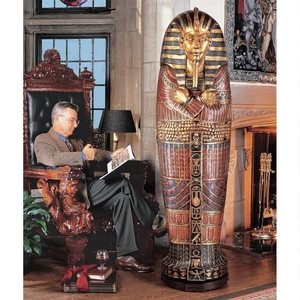 古代エジプト ツタンカーメン王の等身大の石棺風キャビネット/ ナイル川 ピラミッド スフィンクス(輸入品)