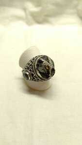 古代イスラムビーズ銀指輪 23号 7～13世紀 アンティークリング とんぼ玉 アンティークビーズ ガラス