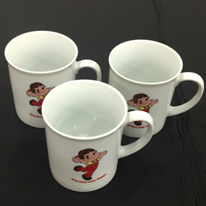 不二家 ペコちゃん マグカップ カップ Fujiya Original サイズ約8×9cm ホワイト 白 計3点 セット