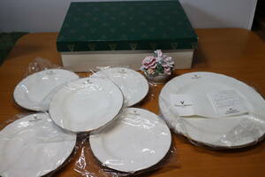 ジョバンニ バレンチノ GIOVANNI VALENTINO　オードブルプレートセット/お皿　飾り花籠付き　金彩/陶器/ホワイト（白）　桃山陶器