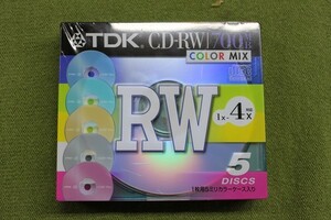 TDK CD-RWデータ用700MB 4倍速カラーミックス5mm厚ケース入り5枚パック [CD-RW80X5CCS] 