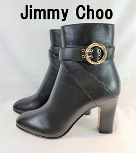 【新品】ジミーチュウ　JIMMY CHOO カーフレザー　ショートブーツ　BLANKA 85 黒　37.5