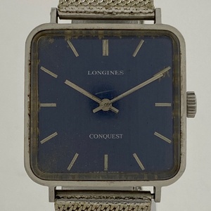 【ジャンク品】ロンジン LONGINES コンクエスト スクエア ブルー 腕時計 手巻き 【中古】