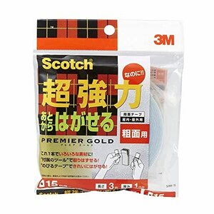 3M スコッチ 超強力 なのに あとからはがせる 両面テープ プレミアゴールド 粗面用 15mm幅×3m SRR-15