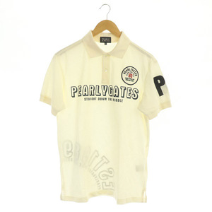 パーリーゲイツ PEARLY GATES ポロシャツ 半袖 ワッペン ロゴプリント ゴルフ 5 アイボリー /MY ■GY99 メンズ