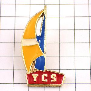 ピンバッジ・帆船ヨットボート黄色◆フランス限定ピンズ◆レアなヴィンテージものピンバッチ
