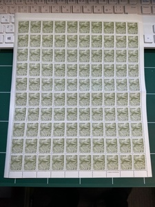 【未使用】通常切手/普通切手　中尊寺金色堂　20円切手　100枚シート　昭和29年/1954年