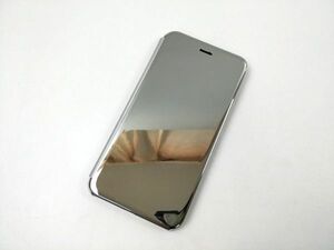 鏡面 iPhone7 Plus/8 Plus 手帳型ミラーフリップケース カバー 半透明 シルバー