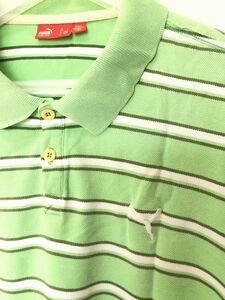 プーマ　PUMA ゴルフ　メンズシャツ　半袖　鹿の子素材　グリーン系