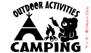 クマ camping OUTDOOR ACTIVITIES 切り文字ステッカー 検索 CAMP キャンプ テント 富士山 ソロキャン 登山 熊 chiaki ゆるキャン△