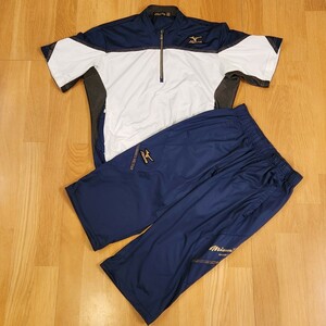 極美品！ミズノプロ 限定 トレーニングウエア上下セット M/L 野球 ジャージ mizuno pro ハーフジップ セットアップ Vジャン ピステ