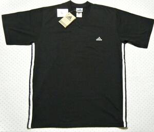 アディダス　adidas　ジムトレーニング&カジュアル用高機能VネックTシャツ　半袖　黒色　サイズ O　吸汗速乾/ストレッチ機能　＠1999年製品