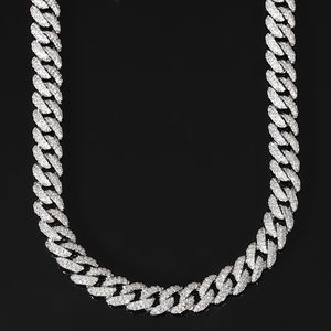マイアミキューバンチェーン ネックレス １０ｍｍ【50cm】CZダイヤ（キュービックジルコニア）ホワイトゴールド
