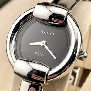 1円【グッチ】“未使用級” GUCCI ホースビット バングル アーマーブレス ラウンド ウォッチ時計 1400L タイムレス Timeless スイス Swiss