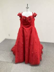 狩ドレス104）【送料無料】 ウェディングドレス カラードレス 赤 ロングドレス サイズ23フリー 結婚式　衣装　撮影　記念写真　20240123