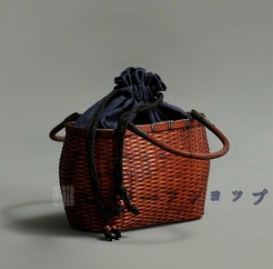 【ケーリーフショップ】手作り天然素材竹のバスケット　収納バッグ　買い物バック　ハンドバック 　花火用