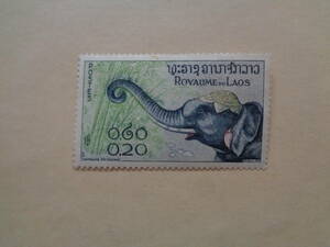 ラオス切手　1958年　Asian Elephant (Elephas maximus)　アジア象　　0.20