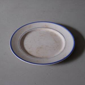 02771 EAGLE BRAND ブルーラインリム皿 / 硬質陶器 プレート 古道具 レトロ