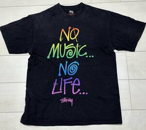 ステューシー 30周年 ×タワレコ NO MUSIC NO LIFE Tee 黒 Mサイズ stussy 限定 古着 ボロ tower records