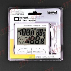 D-153 アラーム付き デジタル 温湿度計 時計機能付き 屋内 屋外 ポータブル フロストポイント
